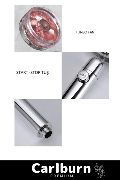 Sağlam Kopmaz Paslanmaz Turbo Duş Başlığı Basınçlı Ayarlanabilir Su Tasarrufu Hortum Mafsal Seti - 2