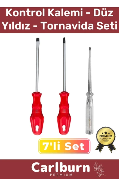 Dayanıklı Sağlam Ergonomik Vidalama Tamir Tadilat Düz Yıldız Kontrol Kalemi 3'lü Tornavida Seti