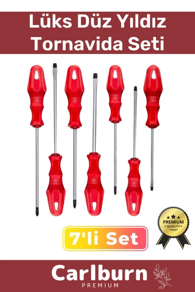 Premium Dayanıklı Taşınabilir Sağlam Ergonomik Vidalama Tamir Tadilat Düz Yıldız 7'li Tornavida Seti