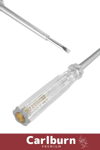 Premium Vida Atölye Ev İş Ofis Uzun Sağlam Dayanıklı Tornavida Düz Uçlu Kontrol Kalemi 190 mm - 2