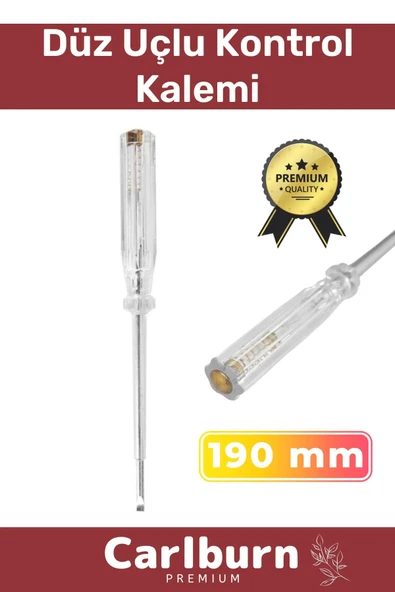 Premium Vida Atölye Ev İş Ofis Uzun Sağlam Dayanıklı Tornavida Düz Uçlu Kontrol Kalemi 190 mm