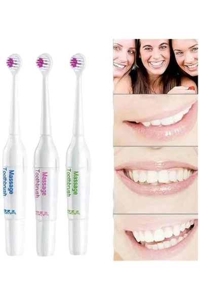 Antibakteriyel Ergonomik Masaj Özellikli Yumuşak Doku Ağız Sağlığı 3 Yedek Başlıklı Pilli Diş Fırça - 3