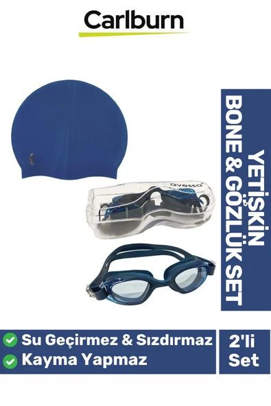 Kaymaz Su Geçirmez Silikon Yüzücü Elastik Yüzme Şapkası Havuz Deniz Bone 2’li Yetişkin Seti