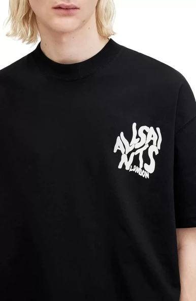 Erkek Baskılı Oversize T-shirt - Siyah - 4
