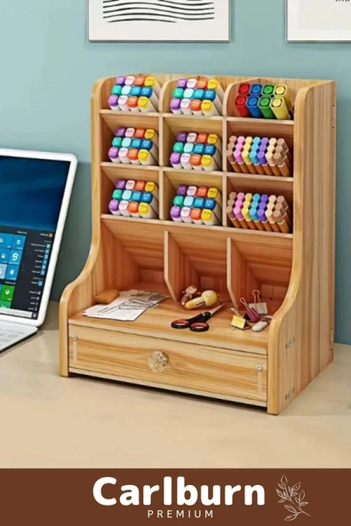 Özel Üretim Demonte Ev Ofis Çalışma Masası Dayanıklı Kolay Montaj Bölmeli Çekmeceli Ahşap Organizer - 3