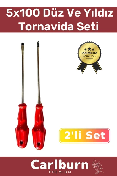 Premium Dayanıklı Hafif Taşınabilir Sağlam Ergonomik Vidalama Düz Yıldız 2'li Tornavida Seti 5x100