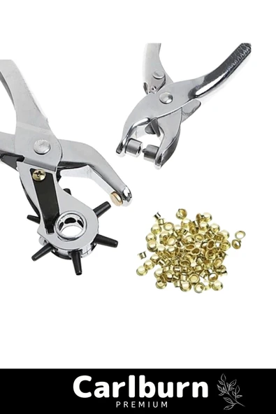 Premium 6 Farklı Başlık Uçlu Pratik Delgeç Kemer Delme Perçin Pensesi İkili Set Deri Plastik Delici - 2