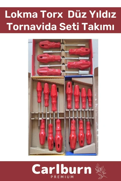 Premium Dayanıklı Ev İş Tamirat Tadilat Vida Lokma Torx Düz Yıldız Tornavida Seti Takımı