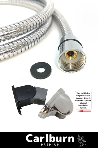 Sağlam Kopmaz Paslanmaz Turbo Duş Başlığı Basınçlı Ayarlanabilir Su Tasarrufu Hortum Mafsal Seti - 3