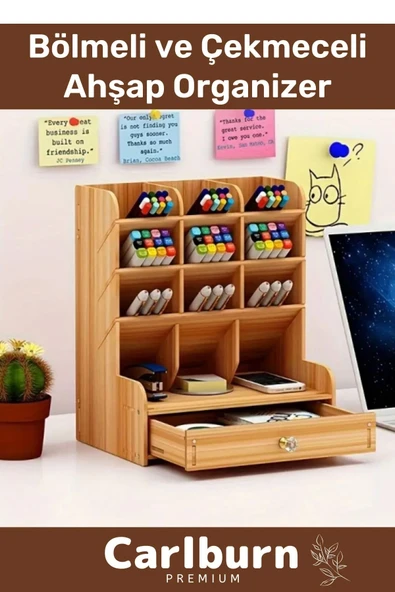 Özel Üretim Demonte Ev Ofis Çalışma Masası Dayanıklı Kolay Montaj Bölmeli Çekmeceli Ahşap Organizer