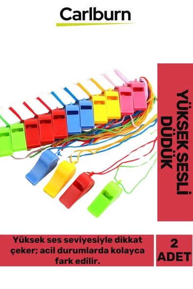 Premium Ultra Yüksek Sesli Çok Renkli Av Kamp Hakem Öğretmen Deprem Çağrı Acil Durum Düdüğü 2 Adet