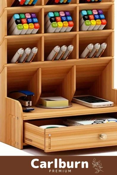 Özel Üretim Demonte Ev Ofis Çalışma Masası Dayanıklı Kolay Montaj Bölmeli Çekmeceli Ahşap Organizer - 4