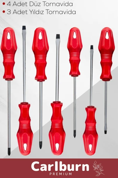 Premium Dayanıklı Taşınabilir Sağlam Ergonomik Vidalama Tamir Tadilat Düz Yıldız 7'li Tornavida Seti - 2