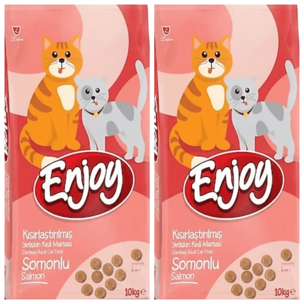 Enjoy Somonlu 10 kg Kısırlaştırılmış Yetişkin Kedi Maması (2 Adet )