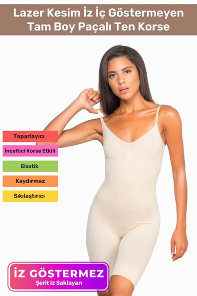 Özel Üretim Vücut Şekillendirici Toparlayıcı Sıkılaştırıcı Kadın Rahat Günlük Tam Boy Paçalı Korse ürün görseli