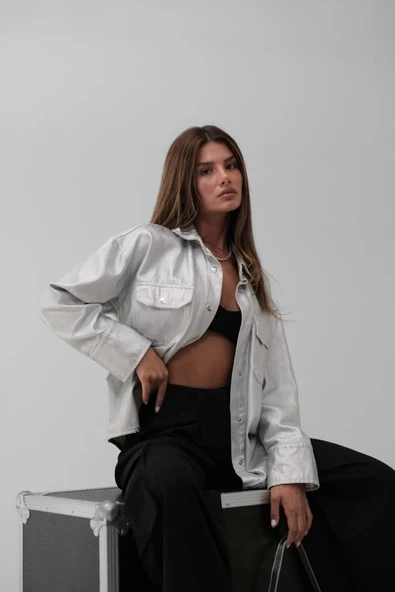 Metalik Denim Ceket - 2