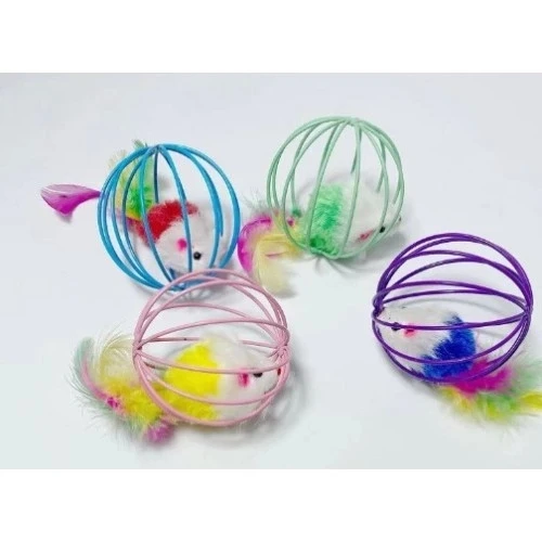 KAFESLI FARELI KEDI KÖPEK OYUN TOPU - Resim 3