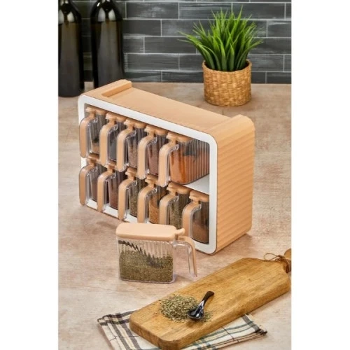 12'li Standlı Kaşıklı Baharatlık Seti - Resim 4