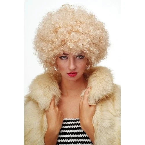 Altın Renk Kıvırcık Afro Parti Peruğu - Resim 2