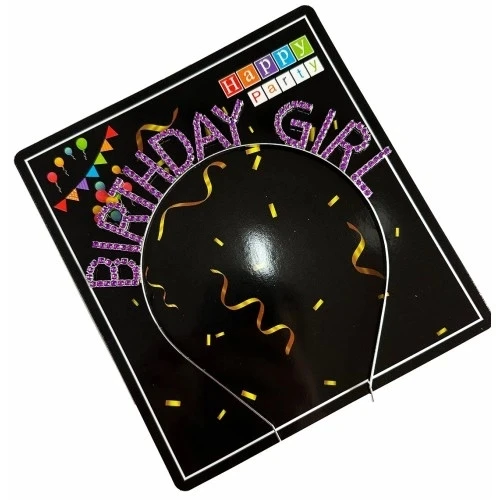 Mor Renk Kristal Taşlı Parlak Birthday Girl Yazılı Taç - 4