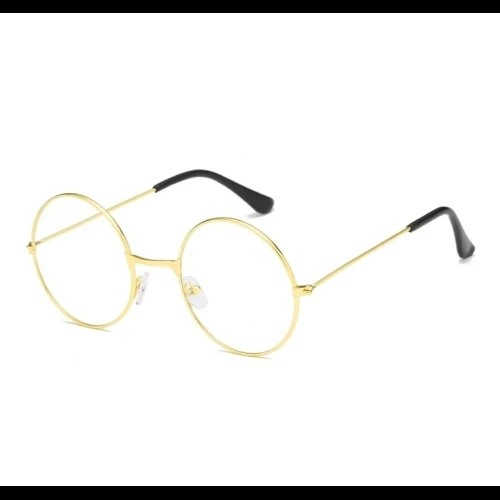 John Lennon Tarzı Gold Çerçeveli Şeffaf Gözlük ürün görseli 1