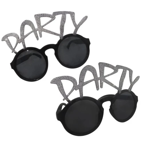 Gümüş Simli Party Yazılı Parti Gözlüğü Show - Resim 2
