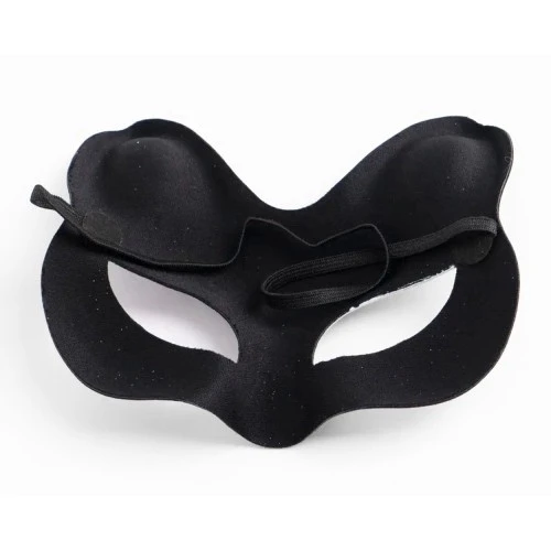 Siyah Süet Sarı Pembe Simli Kedi Maskesi - Resim 3