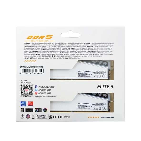 Patriot Viper Elite 5 RGB TUF 32GB (2x16GB) DDR5 6600MHz CL34 Gaming Ram (Bellek) (PVER532G66C34KT) - 11