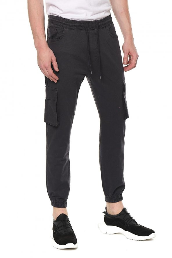 Erkek Beli Ve Paçası Lastikli Bağcıklı Yan Cepli Rahat Spor Jogger Pantolon - 4