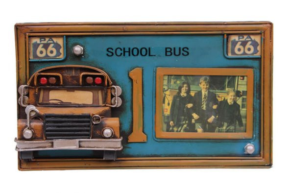 Okul Otobüsü Temalı Metal Çerçeve