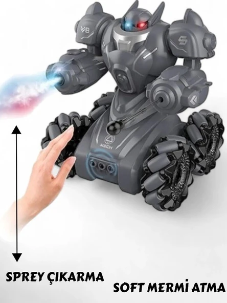 Kumandalı Işıklı Mermi Ve Buhar Atan Robot Araba Oyuncak Robot - 4