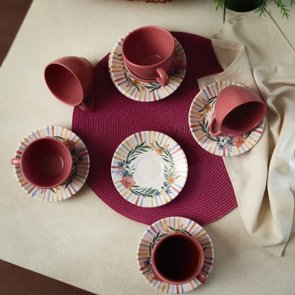 Keramika Soft Flowers Kera Çay Takımı 12 Parça 6 Kişilik 22322