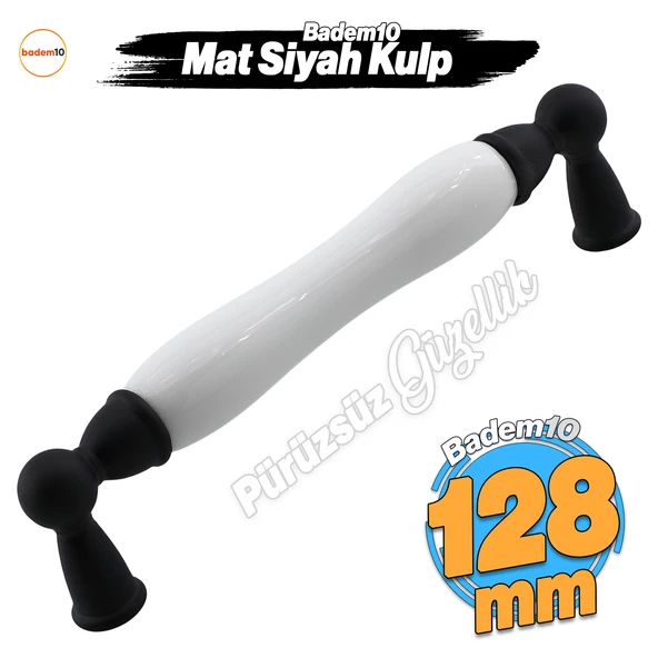 Domaniç Porselen Mat Siyah Kulp 128 mm Mobilya Çekmece Mutfak Dolabı Dolap Kapak Kulplar Kulb Kulp