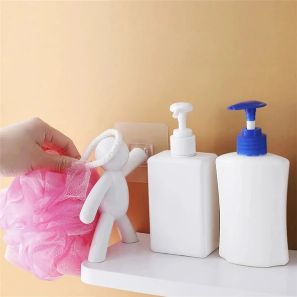 2 li Banyo Mutfak Organizer Şampuan Kozmetik Baharat Kavanoz Düzenleyici Yapışkanlı Raf Çöp Adam - 7