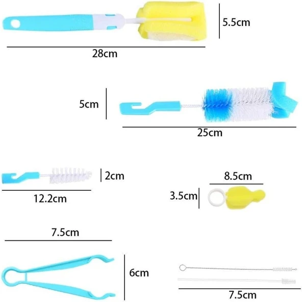 7 Parça Biberon Kavanoz Termos Suluk Sürahi Bardak Şişe İçi Temizleme Fırçası Aparatı Seti - 4