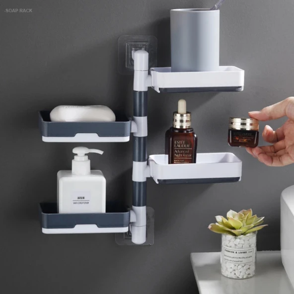 4 Katlı Pratik Katmanlı Banyo Organizer Standı Fonksiyonel Raflı Düzenleyici Plastik Raf Sistemi - 6