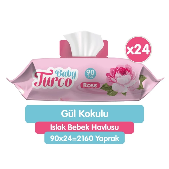 Baby Turco Gül Kokulu Islak Bebek Havlusu 24x90 Adet