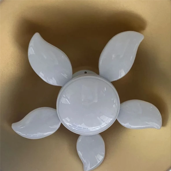 Dekoratif Pervane 5 Kollu 36W LED Ampul Katlanır Kanatlı Beyaz Renk Aydınlatma Tasarruflu Işık - 4