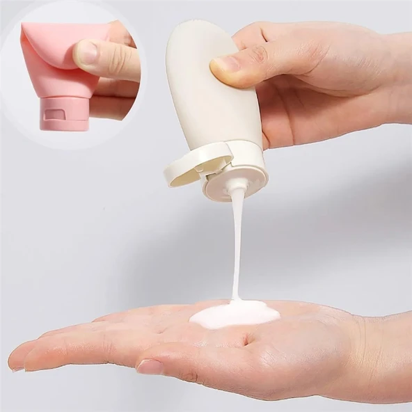 3 Adet Seyahat Tipi Doldurulabilir Krem Şampuan Duş Jeli Sprey Losyon Şişe Seti Krem Kutusu 60 ml - 5