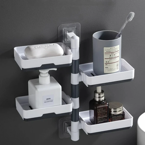 4 Katlı Pratik Katmanlı Banyo Organizer Standı Fonksiyonel Raflı Düzenleyici Plastik Raf Sistemi - 3