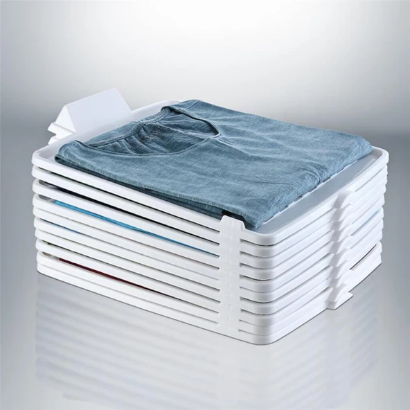 5 Adet Plastik T-shirt Düzenleyici Gömlek Elbise Dolap Organizer - 6