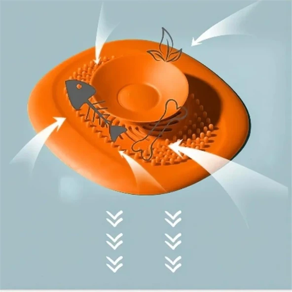 2 Adet Kademeli Lavabo Tıkacı Silikon Lavabo Gider Tıpası Koku Önleyici Gider Kontrol Tıpası Turuncu - Resim 4