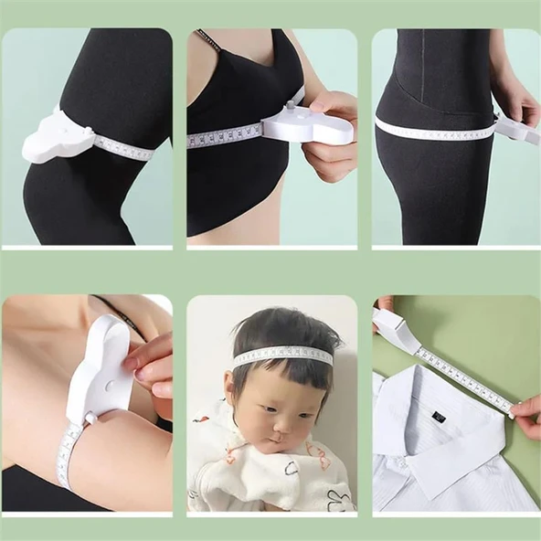 Baş Ve Vücut, Kafa Çevresi Ölçüm Aleti Bel Ölçme Metresi Mezura Terzi Ölçü Metresi Ergonomik - 7