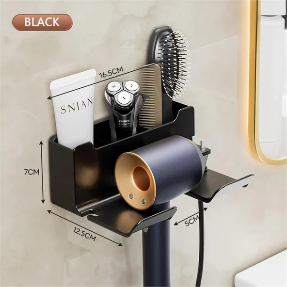 Fön Makinesi Askısı, Saç Kurutma Makinesi Tutacağı , Banyo Düzenleyici - 3