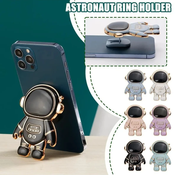 Pembe Masa Üstü Sevimli Astronot Standı Telefon Tutucu Yapışkan Özelliği Telefon Kılıfına Yapıştırılabilir - 5