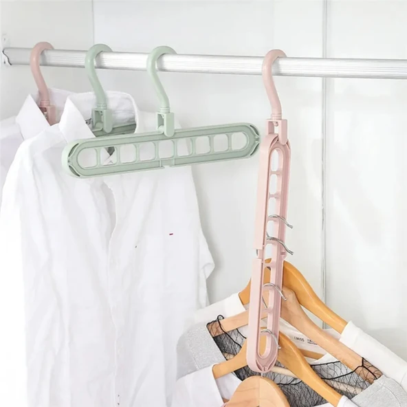 Gömlek Tişört Askısı Sihirli Döner Başlıklı 9 Gözlü Yer Tasarruflu Çoklu Dolap Askı Aparatı - 3