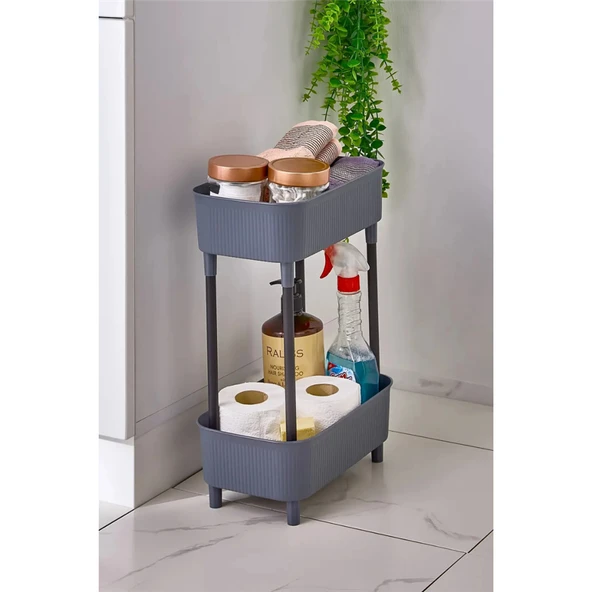 İki Katlı Raf Çok Amaçlı 2 Katlı Evye Altı Düzenleyici Dolap İçi Tezgah Altı Banyo Mutfak Organizer - 3