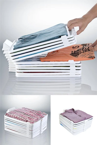 5 Adet Plastik T-shirt Düzenleyici Gömlek Elbise Dolap Organizer