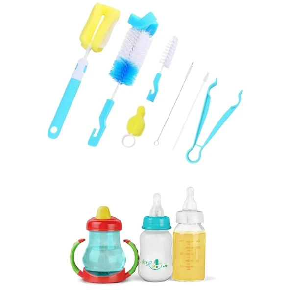7 Parça Biberon Kavanoz Termos Suluk Sürahi Bardak Şişe İçi Temizleme Fırçası Aparatı Seti - 7