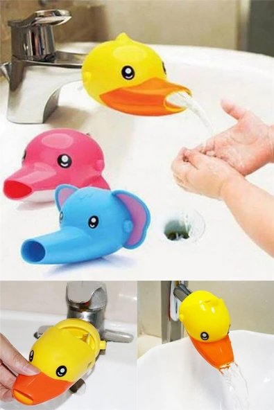 Musluk Uzatıcı El Yıkama Alışkanlığı Kazandırma Aparatı Musluk Uzatma Başlığı Ördek Figürlü - 2